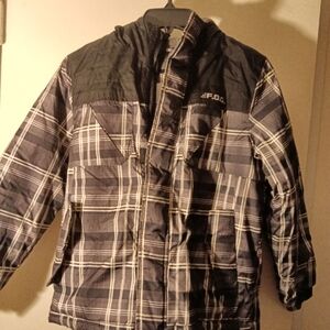 London Fog Boys Puffer jacket, Black, white and Gray, size 10